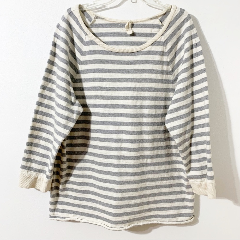 LA’t by L’agence by Bloomingdale’s Striped Scoop Neck Rolled Hem Sweatshirt Cuff